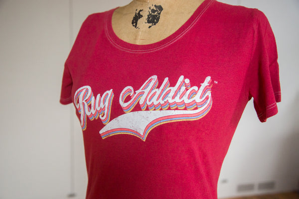 Women's Watermelon Retro Letter Fine Scoop Neck T-Shirt (Contrast Stitch) // ONH Item 4100 // RAFWFSCOWMRL3510-B0XS Image 2