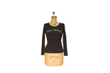 Women's black long-sleeve t-shirt with 