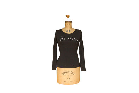 Women's Black Block Letter Fine Long Sleeve T-Shirt // ONH Item 4110 // RAFWLS1SBKBL3300-B0XS