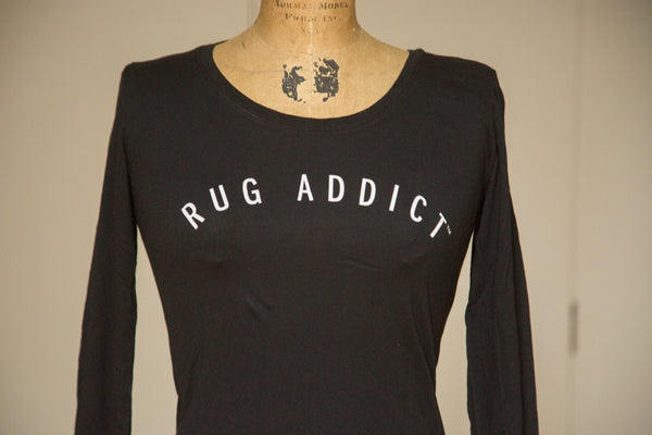 Women's Black Block Letter Fine Long Sleeve T-Shirt // ONH Item 4110 // RAFWLS1SBKBL3300-B0XS Image 4