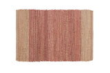 Razz Collection handwoven jute rug mat, natural beige and red stripes, 2x3.