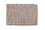 Rowan handmade jute rug mat, dark blue and natural beige interlocking geometric pattern, 2' x 3'.