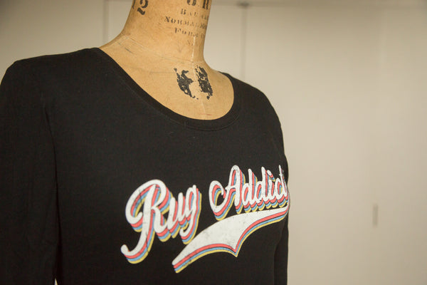 Women's Black Retro Letter Fine Long Sleeve T-Shirt // ONH Item 4090 // RAFWLS1SBKRL3300-B0XS Image 5