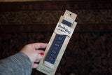 Ardabil Rug Bookmark with classic Northwest Iranian blue geometric pattern and fringe.