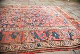 Antique Persian tribal rug, faded coral and blue Herati design with arabesque border, 3'10