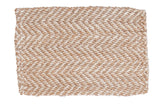 Handmade Indian jute rug with two-tone cream and natural beige chevron design, 2x3 feet.