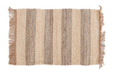 Slate New Carpet Collection jute rug with natural undyed beige and slate stripes, 2' x 3'.