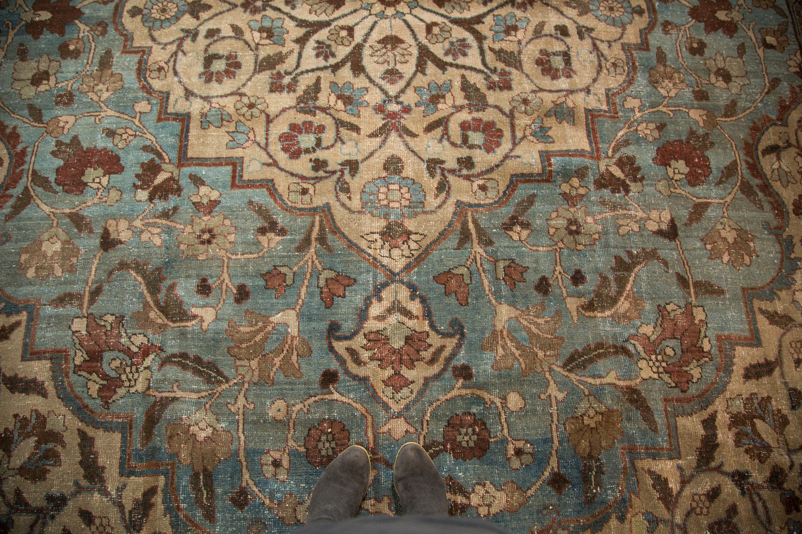 Vintage Distressed Tabriz Carpet
