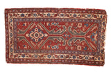Vintage Turkish rug with an asymmetric allover pattern in dark copper, sky blue, and mallard green.