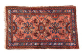 Vintage Lilihan rug, classic mina khani design, blush, indigo, and madder red palette, 2'4