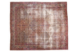 Antique Kerman Panel Carpet, red, navy, ivory with millefleur, tree-of-life panels, 9' x 10'10