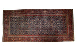Antique Mahal gallery runner featuring allover Herati motif in navy blue and madder red. 7'9