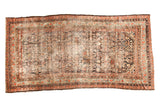 Antique Northwest Persian runner, allover Herati design in dark navy, blush red, and sand, 5'7
