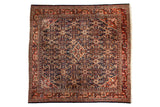 Vintage Mahal square carpet, allover Herati motif in navy, rust, forest green, and beige, 10' x 10'6