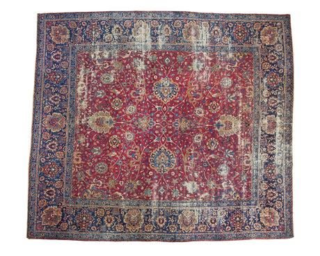 13.5x15 Antique Yezd Square Carpet // ONH Item sm001178