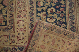 Hand-knotted fringe and reverse view of a vintage Persian Meshed carpet in patina red and ivory.