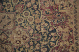 Distressed texture and ornate floral blossoms of a vintage Persian Meshed rug.