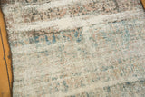 Close-up of the distressed vintage Mahal rug runner, revealing exposed ivory foundation.