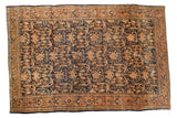 Vintage hand-knotted Persian Fine Meshed carpet, allover golfarang rose motif, navy, ivory, gold, 7'3