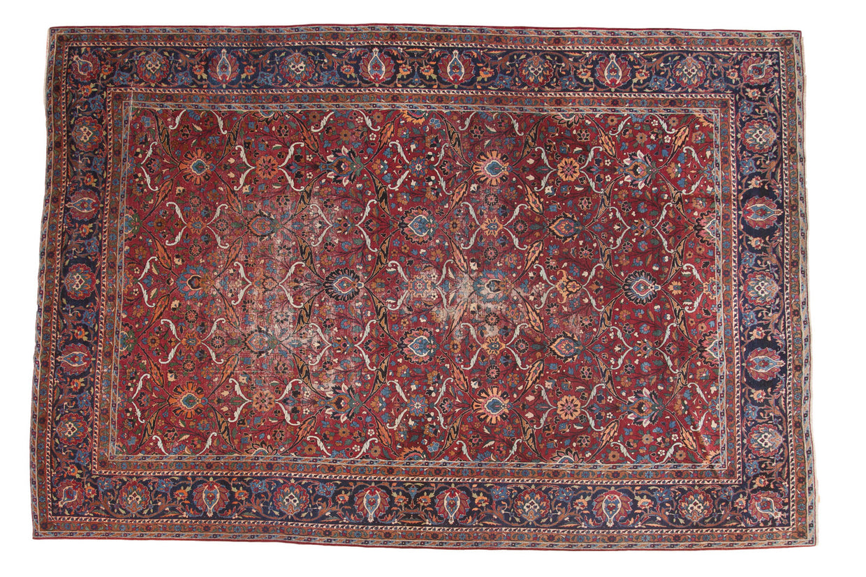 9.5x14 Vintage Fine Yezd Carpet // ONH Item sm001194