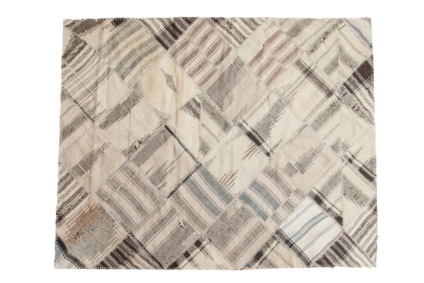 5x6 Vintage Kurdish Patchwork Square Rug // ONH Item sm001201