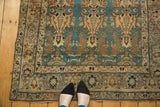 Antique Jalili Tabriz rug, intricate curvilinear leaves in sky blue, faded tangerine, and coffee brown.