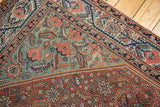 Vintage Mission Malayer carpet border and field with shadow samovar design in aqua and madder red.