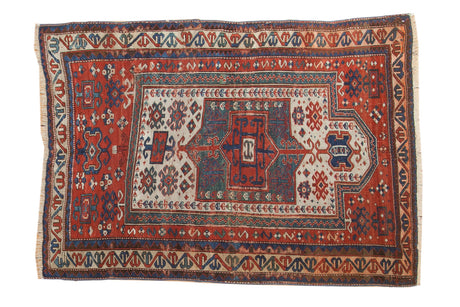 4x5 Antique Caucasian Square Rug // ONH Item sm001209