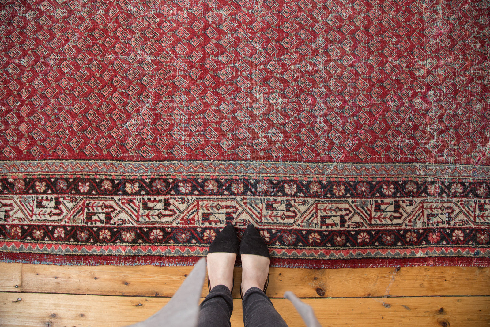 Vintage Distressed Mir Serbend Carpet
