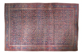 Vintage Persian Bijar carpet with allover Herati design, rich navy, blush, and ivory tones. 11'3