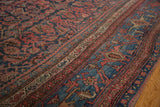 Hand-knotted vintage carpet: Herati field, unique samovar motif border in navy, blush, ivory.