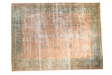 Distressed blush and blue Sarouk design carpet with allover floral vinery, 8'8