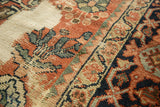 Distressed Persian Mahal rug showing mostly even wear to knot heads and restrung foundation.