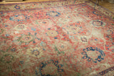 Antique Mahal carpet's curvilinear palmettes and vines with mostly even wear to foundation.