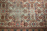 Antique Mahal carpet detail: allover Herati motif with even wear and visible foundation.