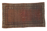 Antique Persian Malayer rug with allover mir boteh and Laleh Abassi motifs, dusty rose and navy, 3'6