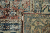 Distressed antique Malayer runner pile revealing foundation, blush rose field, and hand-knotted reverse.
