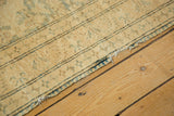 Mellow blanched palette, faded sea foam green motifs, and tattered selvage.