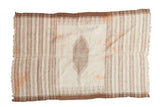 Primitive Kurdish throw rug, striped diamond, ivory, natural brown, faded orange.