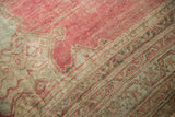 Visible knot heads and etching to the foundation of this vintage Turkish Oushak carpet.
