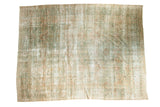 Vintage Kerman carpet with evenly faded sea foam green and beige intricate floral motifs, 8'8