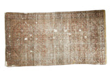 Antique Fereghan carpet, allover Herati pattern in faded red, oxidized green, and ivory with visible foundation wear.