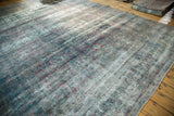 Visible abrash on traditional Persian Yezd rug, aubergine and teal Shah abas motifs.