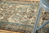 Intricate Herati motif with even pile on vintage Hamadan runner in beige and brown.