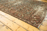 Corner of vintage Mahal carpet, Herati motif, wear to knot heads showing foundation.