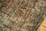 Vintage Mahal carpet Herati motif in wine red, indigo, beige tones, mostly even wear, and fringe.