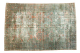 Vintage Persian Lilihan carpet with muted teal and rose allover floral bouquets, 7' x 10'7