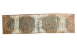 Antique Persian Malayer runner, allover floral Herati design in aqua, wine red, and etched ivory.