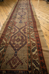 Geometric serrated medallion with germinating vine motif on antique Serab runner.