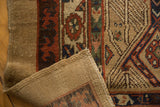 Antique Serab Runner's natural foundation with original side cord selvage and geometric pattern.